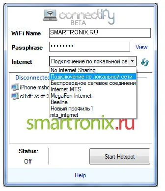 Setarea Connectify - modul de configurare a unui program pentru wifi laptop Connectify
