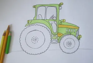 Cum să elaboreze un tractor, trage treptat în creion, copilul meu (cum să atragă un tractor) Cum să elaboreze un tractor, trage treptat în creion, copilul meu
