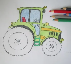 Cum să elaboreze un tractor, trage treptat în creion, copilul meu (cum să atragă un tractor) Cum să elaboreze un tractor, trage treptat în creion, copilul meu