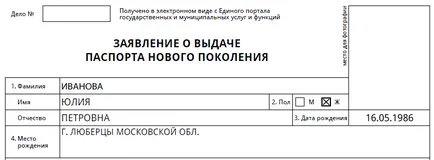 Proba de umplere în chestionarul privind pașaportul biometric al unui nou tip de