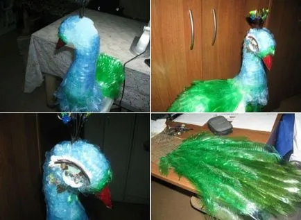 Peacock din sticle de plastic, a face cu mâinile