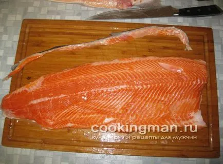 Pregătirea file de somon sushi, role, sashimi - gătit pentru bărbați
