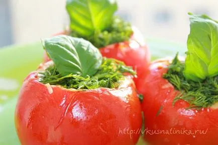 Tomate, ciuperci și umplute cu brânză (la cuptor cu rosii tocate +) Rosii umplute cu ciuperci si branza