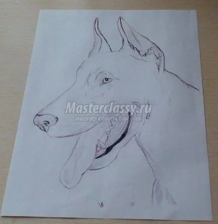 câine portret din aluat de sare într-un cadru de baghetă