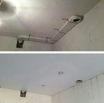Plafonul de gips carton rezistent la umiditate în baie cu mâinile fotografia lui