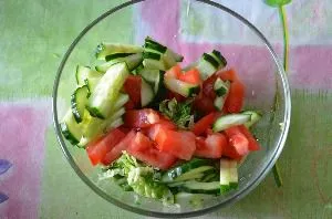 Rețetă de salată de varză, castraveți și tomate (varză) salata Rețetă de varză, castraveți și tomate