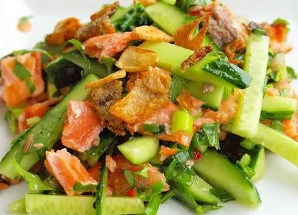 Salata cu somon afumat si castravete - reteta dreapta - cum delicios (castravete) Salata cu somon afumat si castravete - reteta dreapta - cât de delicioase