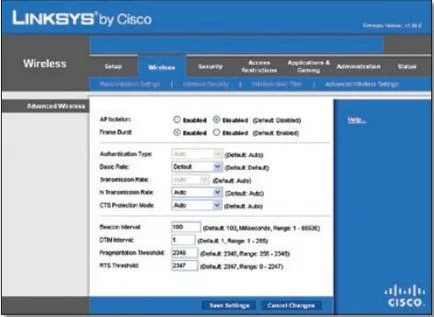WRT320N Router - setări wireless avansate