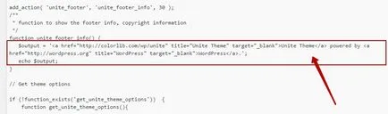 Cum de a elimina link-uri externe de la șablon WordPress sus