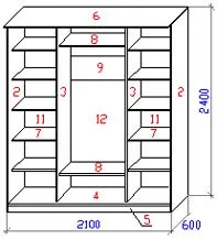 Dulap compartiment de mâini, desenele și circuitul de măsurare, descrierea, rețeta mobilei (compartimentul dulap desen la scară) dulap glisante cu mâinile, desene și diagrame cu dimensiuni, descriere, reteta mobila