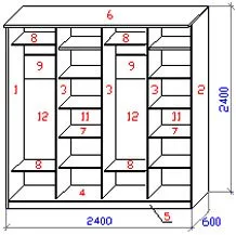 Dulap compartiment de mâini, desenele și circuitul de măsurare, descrierea, rețeta mobilei (compartimentul dulap desen la scară) dulap glisante cu mâinile, desene și diagrame cu dimensiuni, descriere, reteta mobila