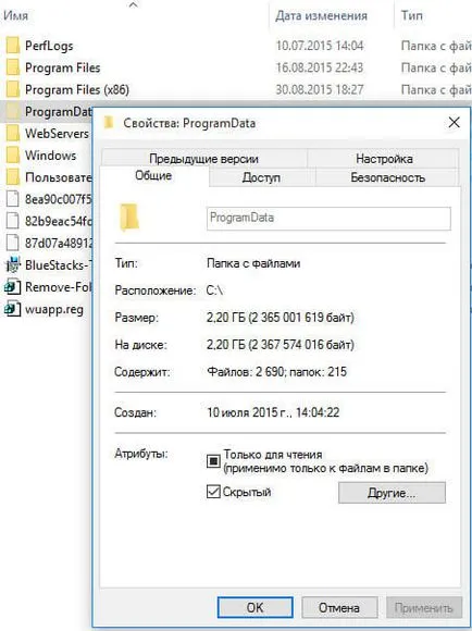 foldere ascunse în Windows 10, ferestre de configurare a serverului și Linux