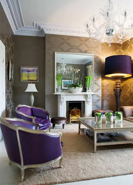 Combinația de culoare violet, în interior, favorit casa