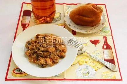 varză înăbușit cu ciuperci si pui, reteta cu o fotografie, toate mesele (pui) varză înăbușit cu ciuperci si carne de pui, reteta cu o fotografie, toate mesele