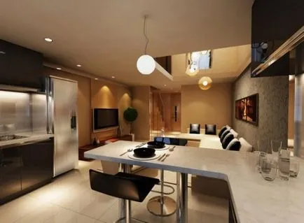 Bucătărie camera de zi design interior Bucătărie camera de zi design interior