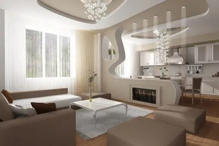 Bucătărie camera de zi design interior
