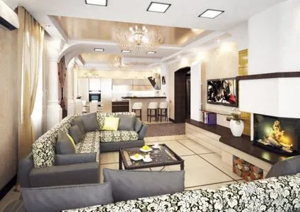 Bucătărie camera de zi design interior Bucătărie camera de zi design interior