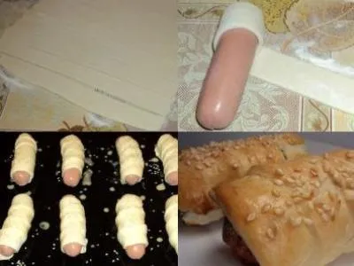 Cum să-și încheie un cârnat în aluat