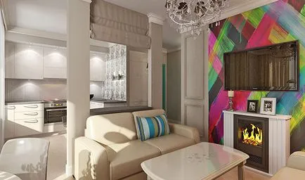 Bucătărie camera de zi design interior