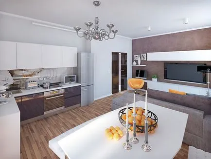 Bucătărie camera de zi design interior