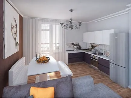 Bucătărie camera de zi design interior