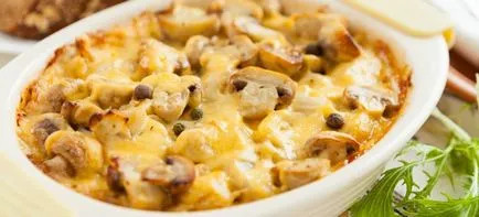 gratinat de cartofi cu ciuperci - Retete cu carne de pui, carne, brânză și legume