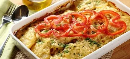 gratinat de cartofi cu ciuperci - Retete cu carne de pui, carne, brânză și legume