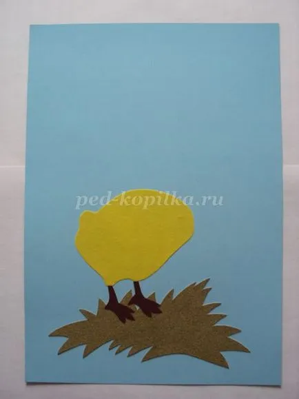 Aplicarea hârtie colorată cu mâinile de pui pentru copii 7-9 ani cu template-uri
