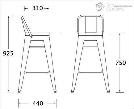 Scaun de bar cu mâinile sale - caracteristici de fabricație (fotografii, desene) (lor) Scaun de bar cu mâinile sale - în special de fabricație (fotografii, desene)