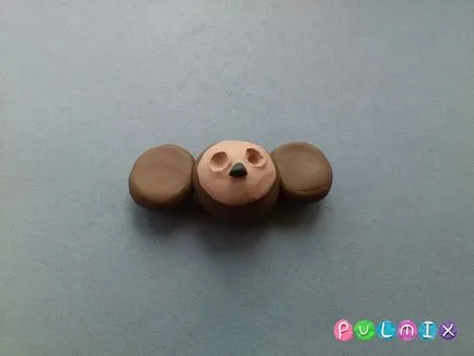 Cheburashka din lut cu mâinile lor în etape (Print Datorită excelent) Cheburashka din lut cu mâinile lor în etape