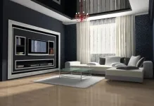 Negru întindere plafon fotografie alb-negru în interior, de culoare, răspunsurile lucioase, cu o imagine și