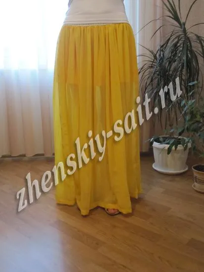 Fusta vara lunga din sifon pe elastic coase propriile mâini