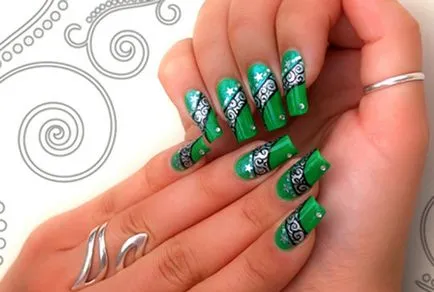 Design de unghii verde, manichiura cu poze 30 poze