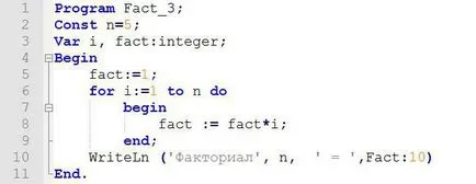 Factorial în Pascal cum să calculeze