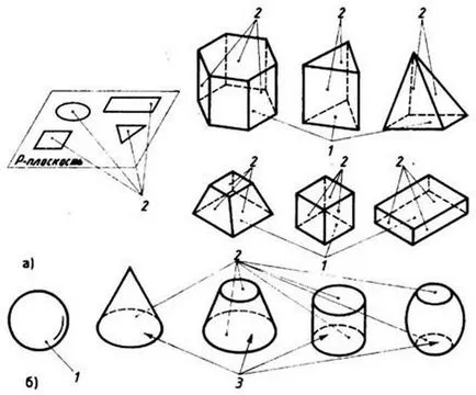 Forma de organisme simple, poliedre geometrice, rotirea corpului