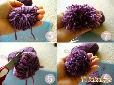 Pomponi mat cu mâinile, pas cu pas atelier de miel de pomponuri și pachete