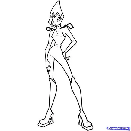 Cum de a desena un desen animat Tecna etape winx