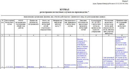 Cum se umple revistele privind siguranța la locul de muncă (probă)