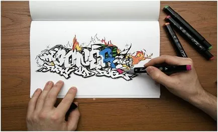 Cum să elaboreze Graffiti pentru incepatori frumoase, creion pe hârtie, în trepte, materiale și capace (creion) Cum să elaboreze Graffiti pentru incepatori frumoase, creion pe hârtie, pas cu pas, materiale, capace și