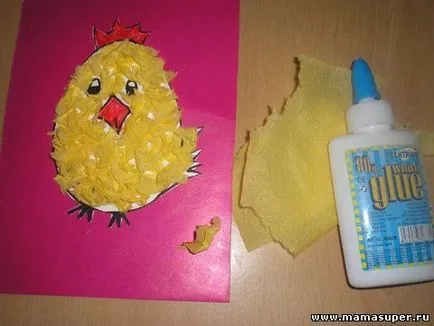 Cum de a face aplicații din hârtie - Cocoșul de pui - (pentru scanduri de copii (aplicații) Cum de a face aplicații din hârtie - Cocoșul de pui - (pentru scanduri copii