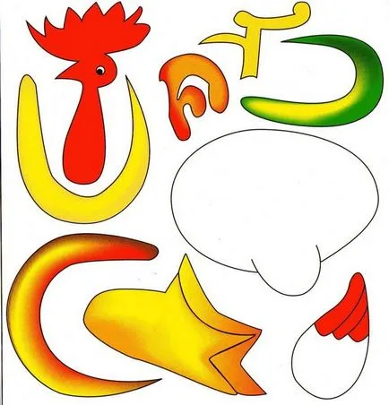 Cum de a face aplicații din hârtie - Rooster, carne de pui - (scanduri pentru copii (pui) Cum de a face aplicații din hârtie - Cocoșul de pui - (pentru scanduri copii