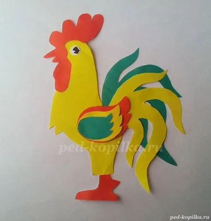 Cum de a face aplicații din hârtie - Rooster, carne de pui - (scanduri pentru copii (pui) Cum de a face aplicații din hârtie - Cocoșul de pui - (pentru scanduri copii
