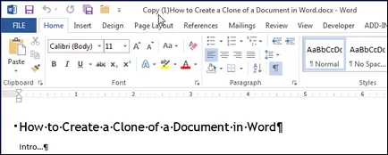 Cum de a crea o copie a documentului cuvântului