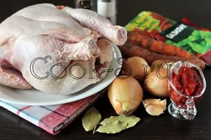 Pui fiert in sos de tomate - un pas cu pas reteta cu fotografii, preparate de pui (pui înăbușită în sos de tomate) Carne de pui în sos de tomate - un pas cu pas reteta cu fotografii, feluri de mâncare de pui