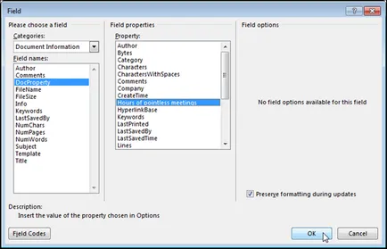 Cum se introduce o suplimentare built-in și personalizate proprietăți în document word