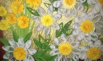 Pictura „Daisy fermecător“, în tehnica „Quilling“