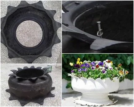 Strat de flori de anvelope cu mâinile (37 poze) modul de a face anvelope, vopsea, floare de diapozitive din