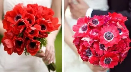 buchet de mireasa roșu de flori și selectați paleta