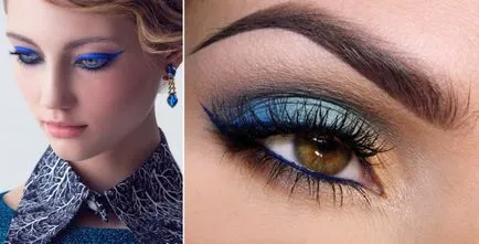 Machiaj pentru rochie albastră pentru ochi verzi, albastru și maro pentru blonde și brunete