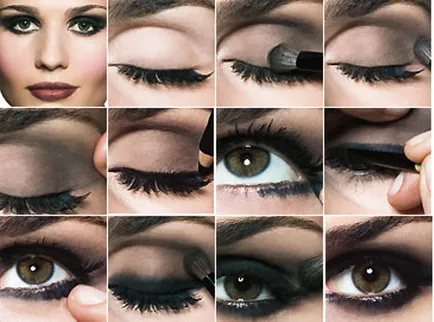 Make-up umbre întunecate pentru ochi caprui cu pas cu pas fotografii și lecții video,